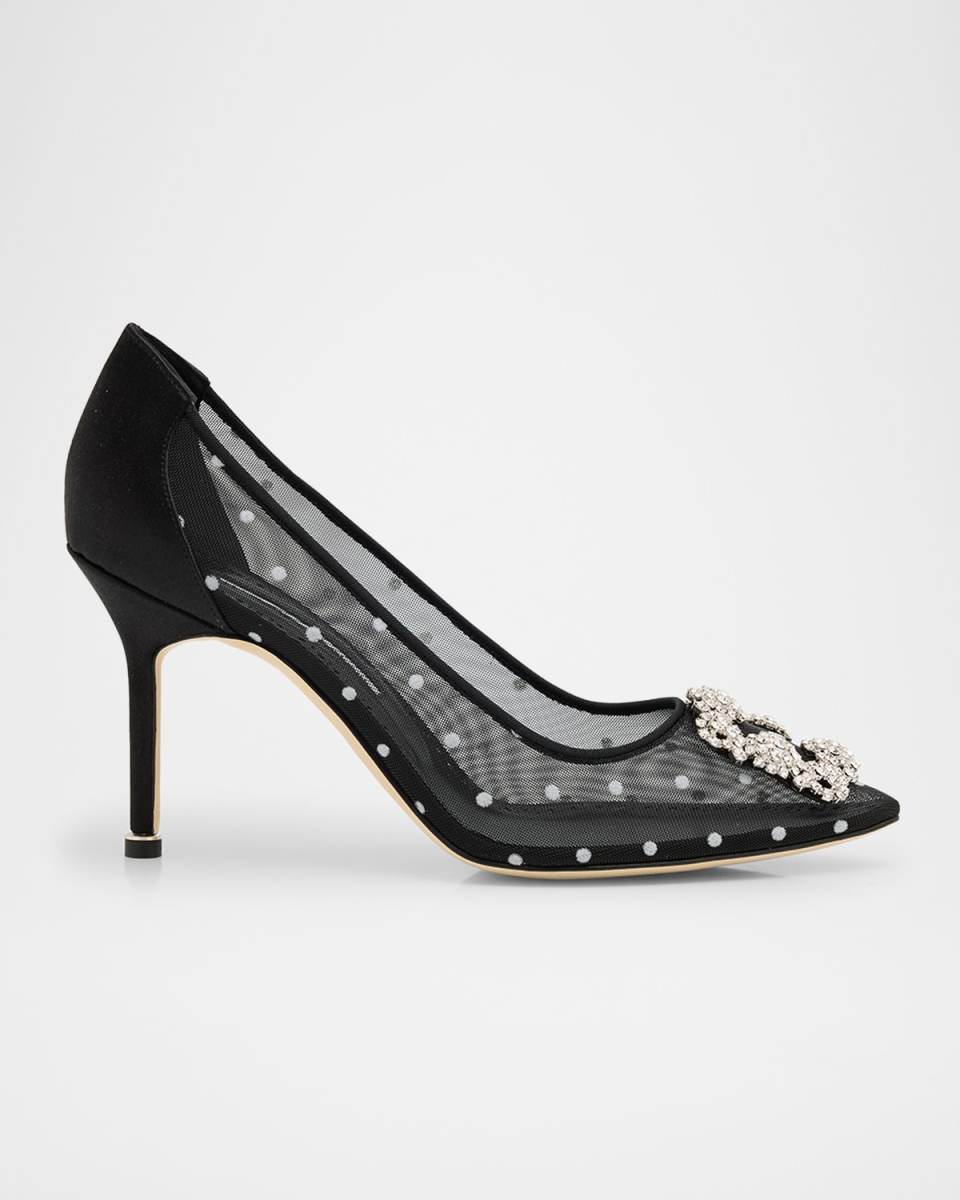 Hangisi Polka-Dot Mesh Pumps